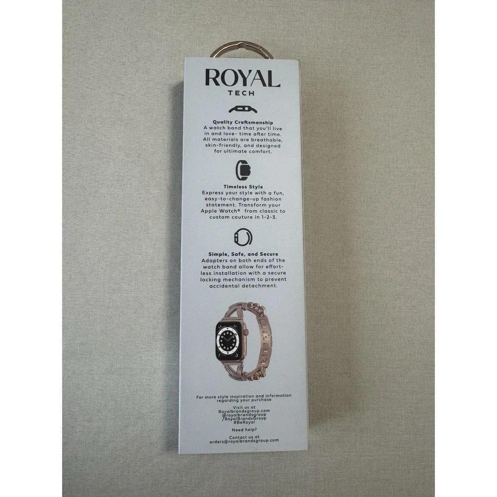 Royal Tech Rose Gold Herringbone Bling Adjustable Apple‎ Watch Band 38, 40, 41mm